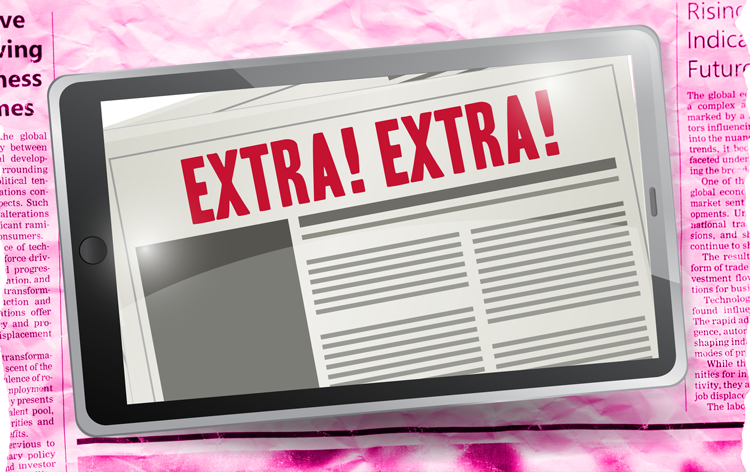 Tablet extra news online illustration