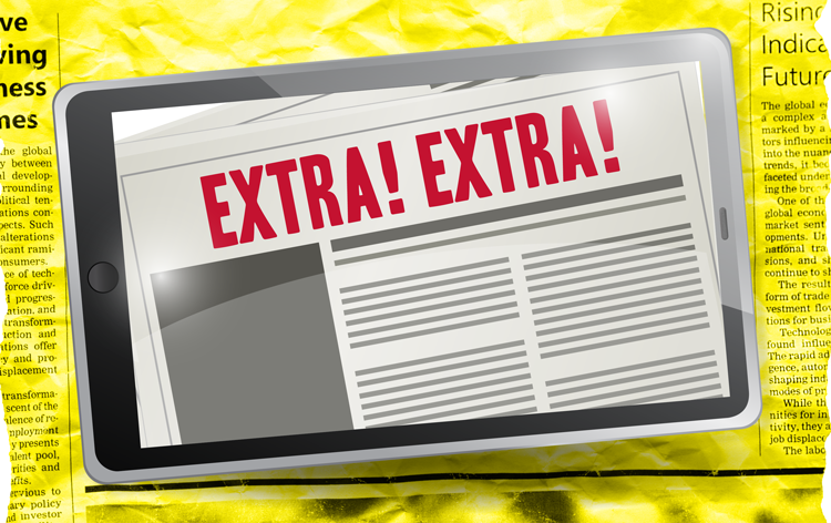 Tablet extra news online illustration