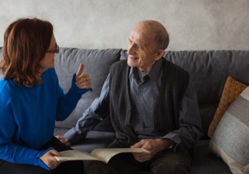Cheerful elderly man with dementia