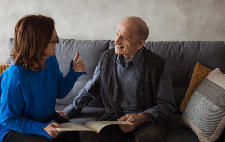 Cheerful elderly man with dementia