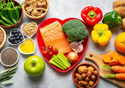 Group of healthy ingredients for strong and healthy heart