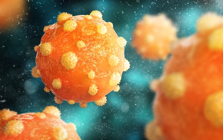 Hepatitis B virus on a white background. 3d illustration