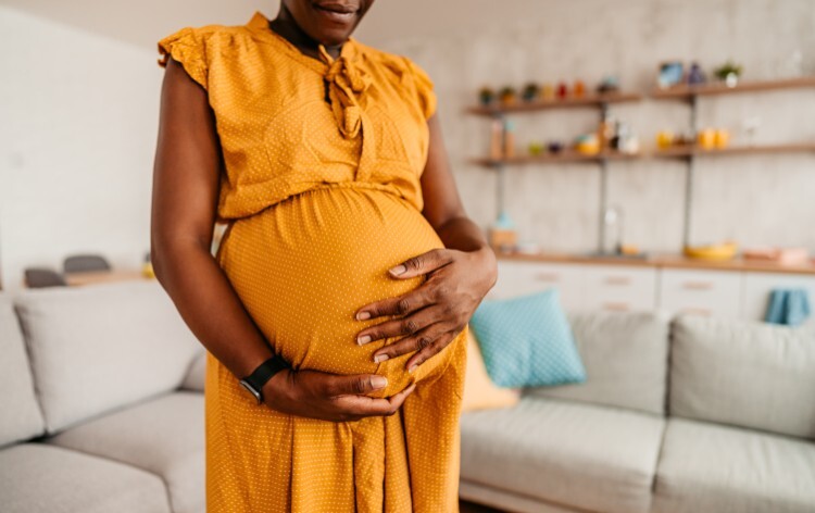 Black Woman Enjoying Pregnancy At Home - stock photo