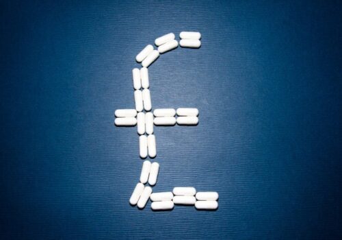 Pound sign made out of pills
