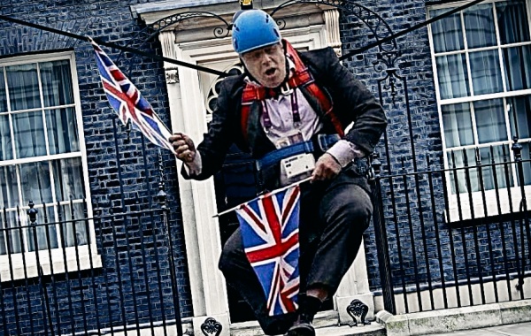 Boris Johnson on a zipwire