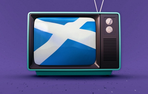 A telly with a Saltire on it