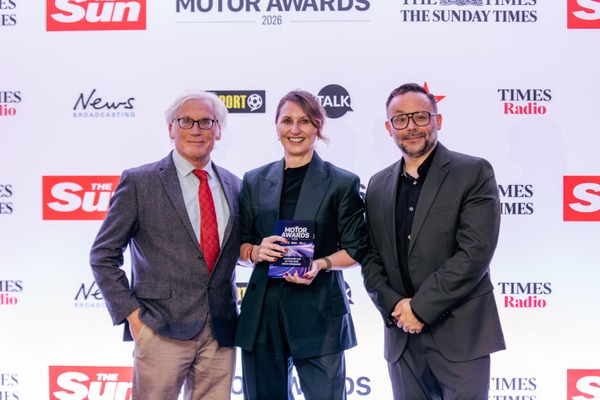 Lynn Calder, CEO of INEOS Automotive collects the Adventure Car of the Year award at the News UK Motor Awards 2026