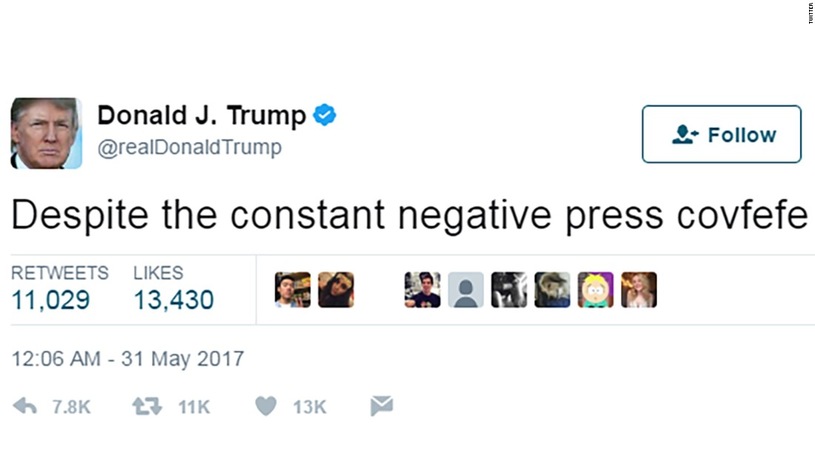 Kiedy tweetował o „negatywnej prasie covfefe"