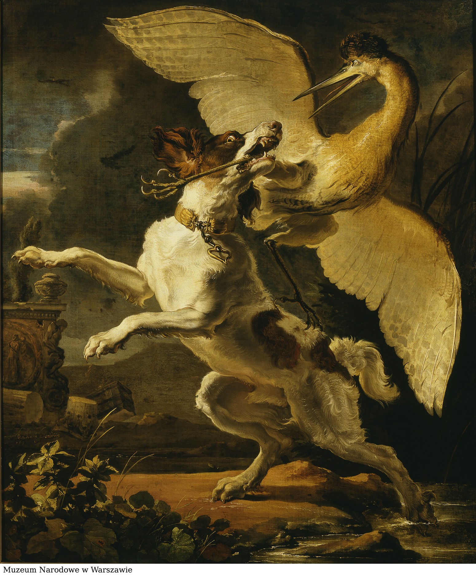 „Walce psa z czaplą” Abraham Hondius