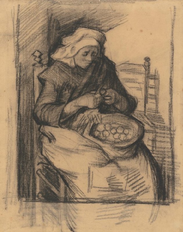 Woman Peeling Potatoes