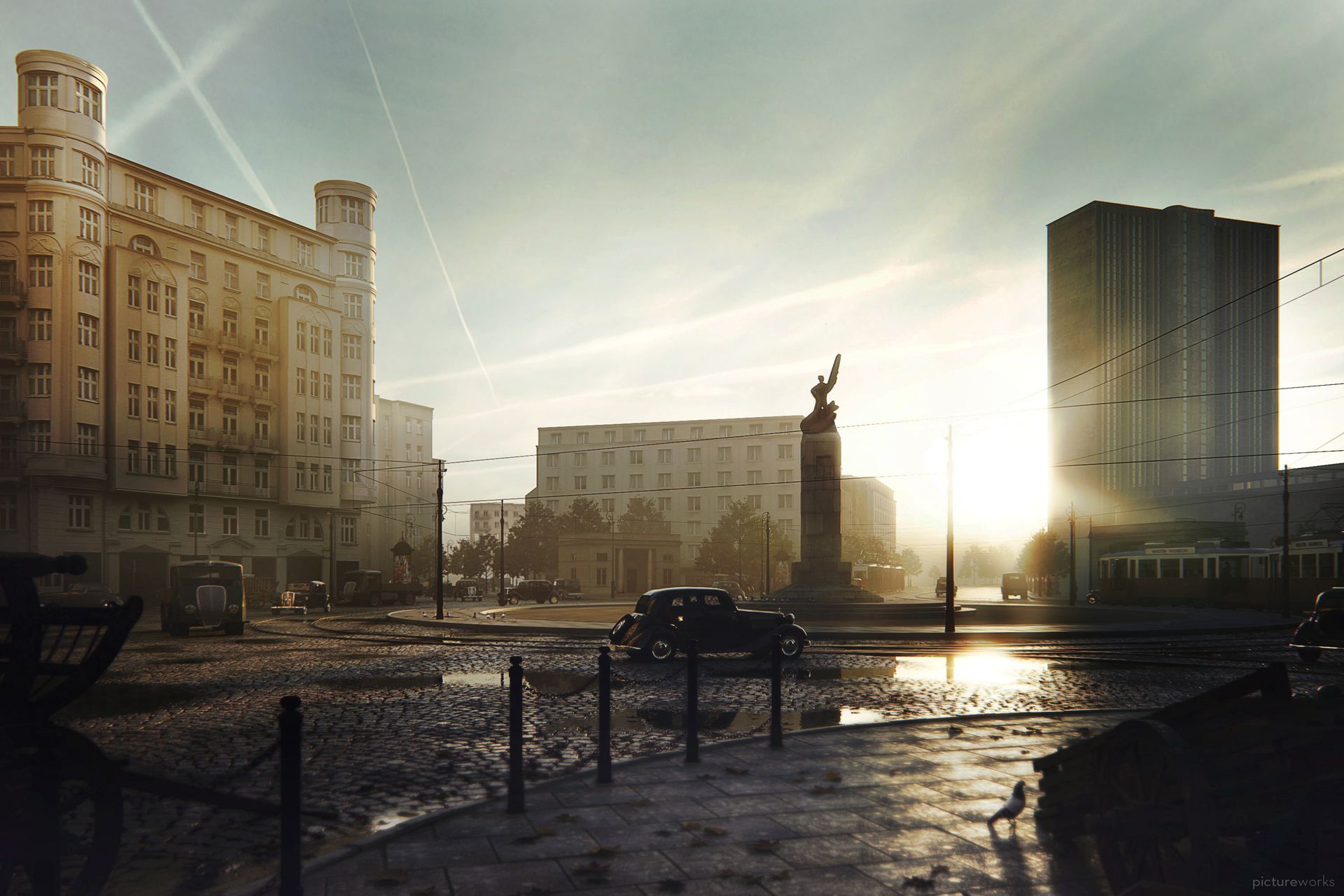 Wizualizacja Placu Unii Lubelskiej (ok. 1944)