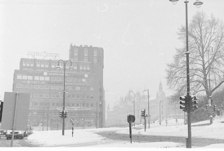 Oslo in Winter, looking west from Karl Johan