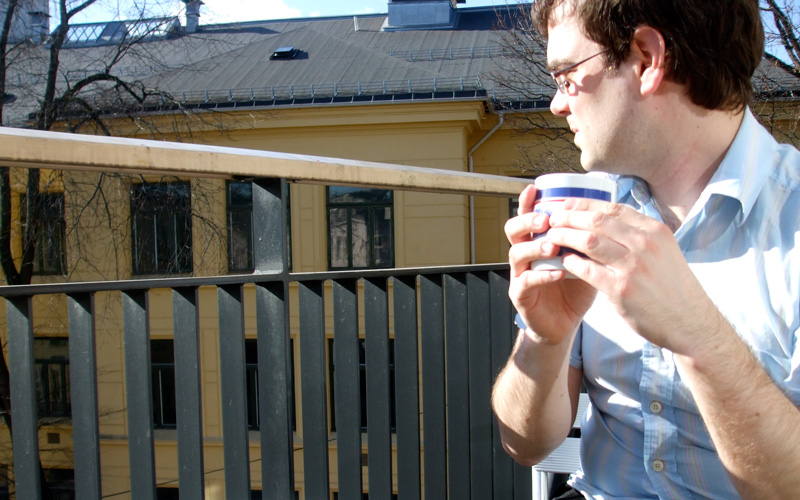 Me on my balcony, enjoying the spring sunshine Me on my balcony, enjoying the spring sunshine