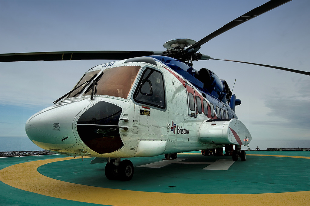 Helicopter on a Norwegian oil rig
