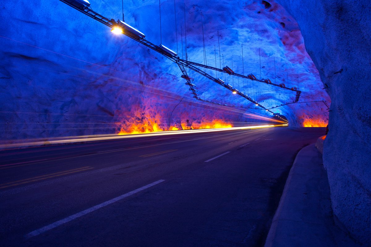 Inside the Lærdal tunnel