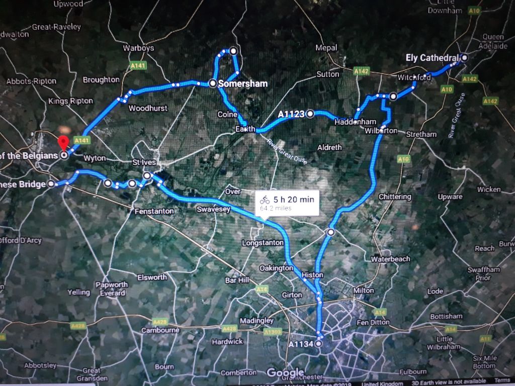 This is the google map of Michael's route for his 100 km Three Kings Challenge