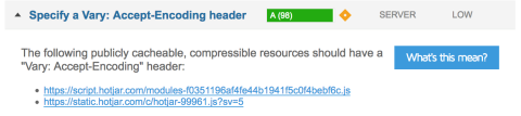 Specify vary accept encoding header