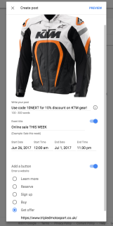 Google business offer input