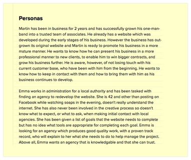 Simple text personas