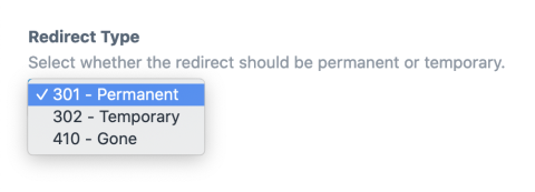 Setting redirect type