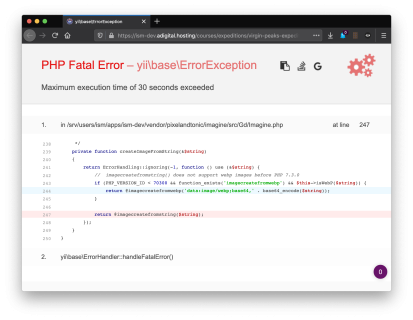 PHP Fatal Error - maximum execution time exceeded