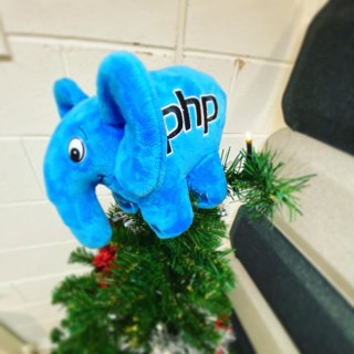 Tree up today - no Christmas fairy but an elePHPant 😂