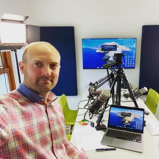 A behind the scenes view of this mornings online event hosting from our new PodPod podcasting and media studio in Kendal. There’s always so much clutter from the other side of the lens!
