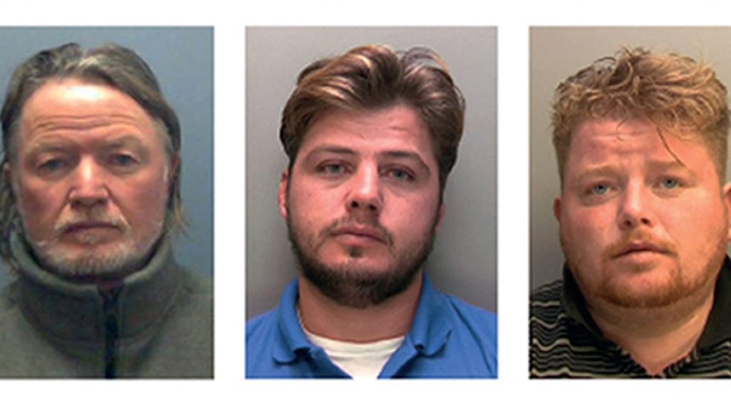 Convicted: From the left - Patrick Rooney, 54, Patrick Rooney, 31, and Peter Doran