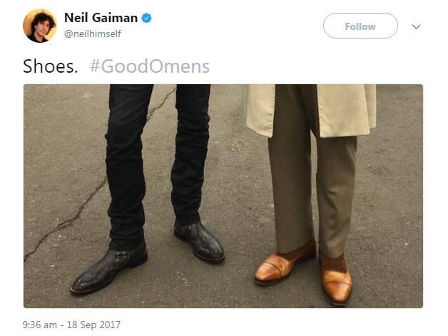 Shoe in: Gaiman even posted about the pair's footwear