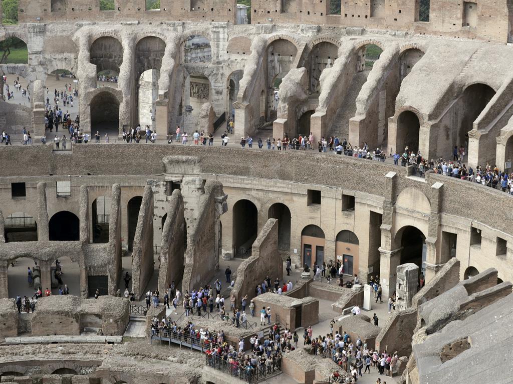 From a distance: The seats were reserved for the plebs because they were farther away from the spectacle and exposed to Rome's harsh sun PICTURE: AP