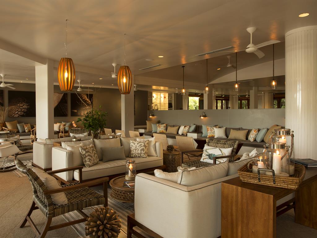 Archipelago attractions: Finch Bay, a beachfront hotel, above, serving fine seafood, below, is an excellent base on Santa Cruz Island