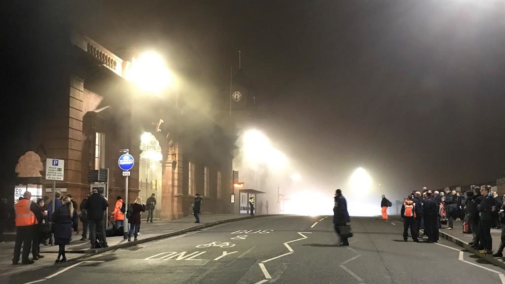Trains to Nottingham delayed after huge fire breaks out at station