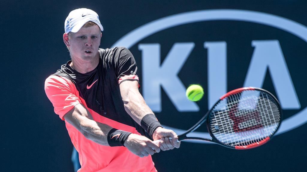 On the ball: Edmund holds his nerve to return a tester from his opponent