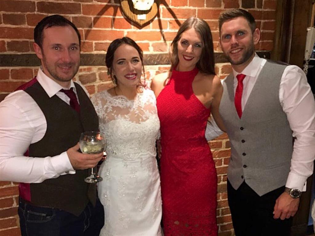 Sightseeing tour: From left Jonathan Udall, Ellie Milward, Becky Dobson and Stuart Hill were in helicopter. Becky and Stuart died in the crash