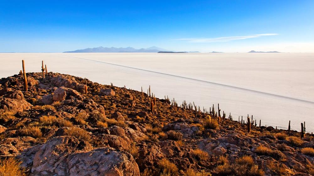 Under a clear blue sky: Salt flats in South America contain much of the world’s lithium