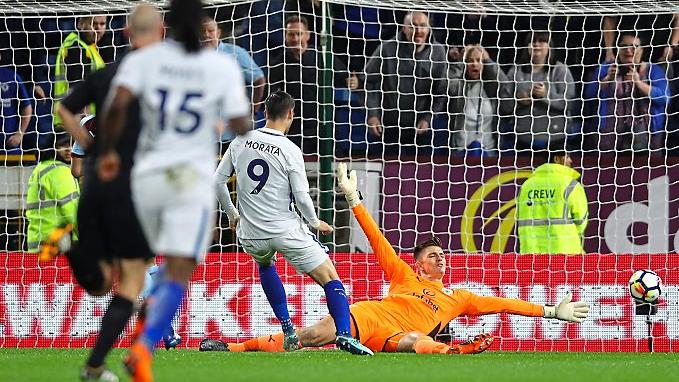 Wide of the mark Morata fires past the post after being put through