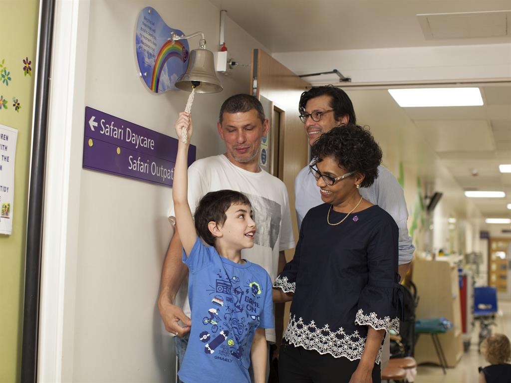 Moving on up: Arthur Styles rings the bell as he leaves hospital PICTURE: SWNS