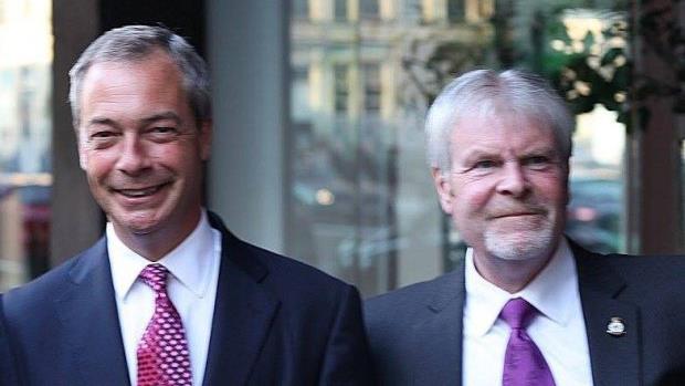Colleagues: Searle pictured with former Ukip leader Nigel Farage