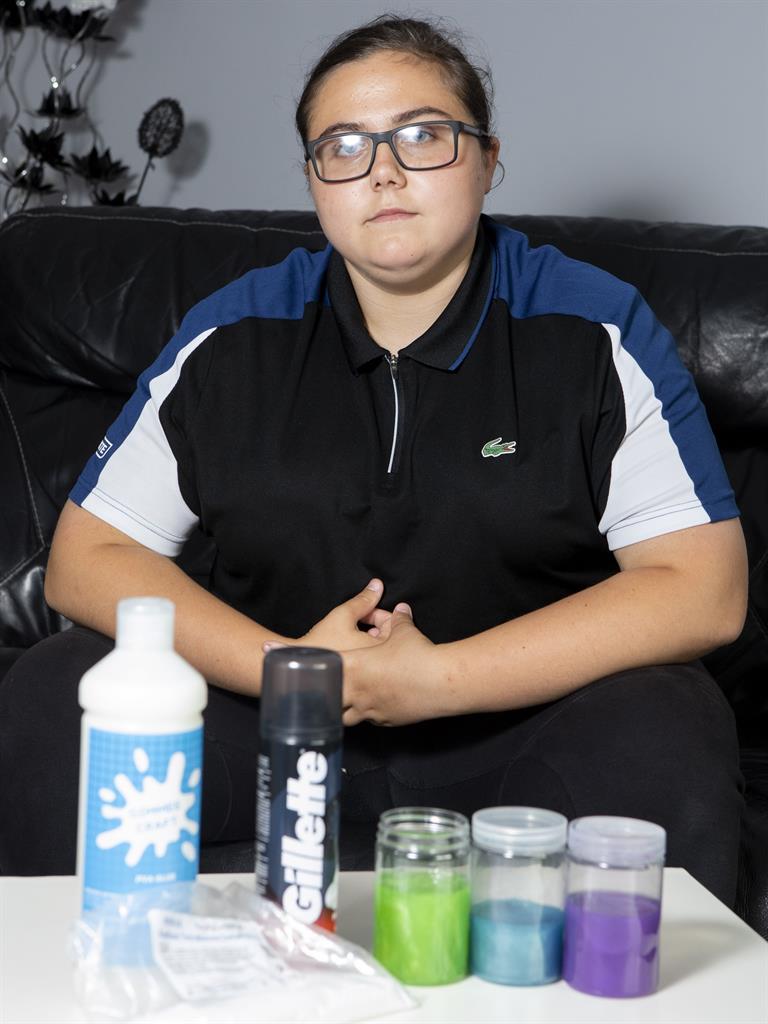 Ingredients: Jessica with some of the items that made up her slime - including the chemical borax