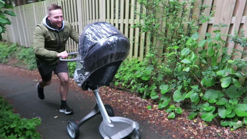 Running up that hill: Sion gets fit with his newborn baby