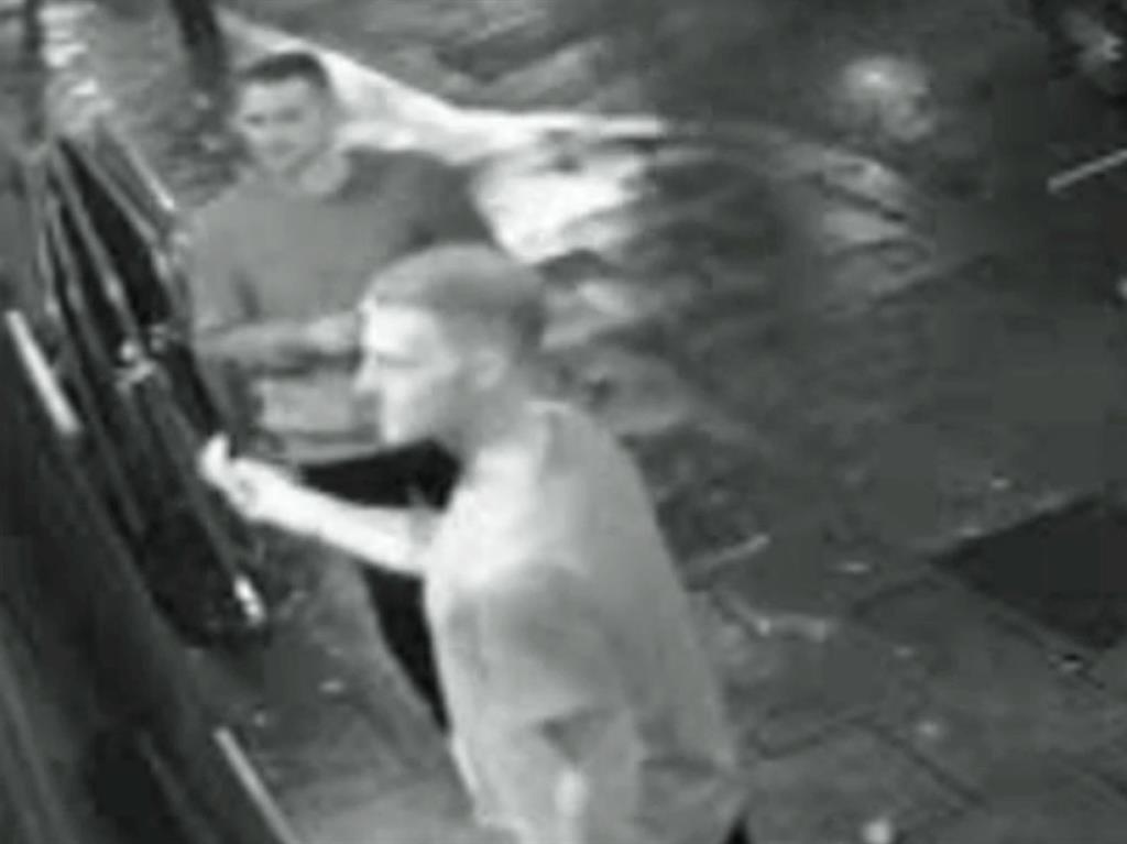 Filmed: Stokes and Hales outside Mbargo nightclub before violence erupted in the street (below) PICTURES: PA
