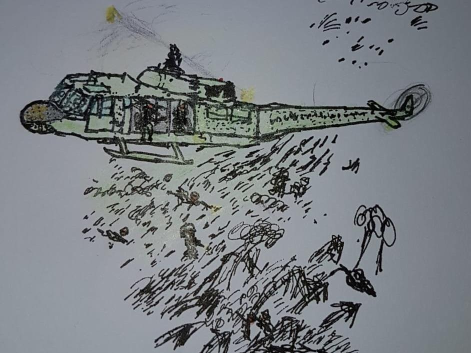 Rising talent: A Huey helicopter from the Vietnam War
