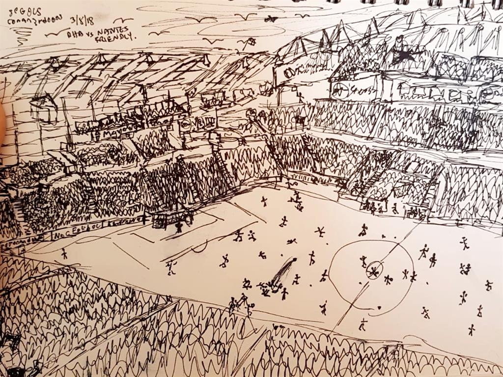 Showing some skill: Conan's sketch from inside Brighton's Amex stadium