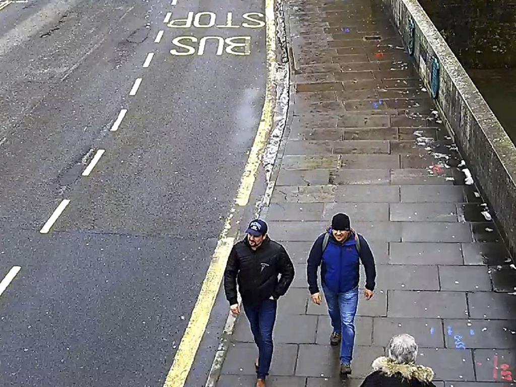 Daytrippers: Boshirov and Petrov take a walk on Fisherton Road, Salisbury, on the day of the novichok attack PICTURE: AP