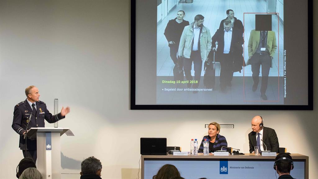 Name and shame: Dutch intelligence chief Onno Eichelsheim reveals spy arrests in The Hague yesterday PICTURE: GETTY