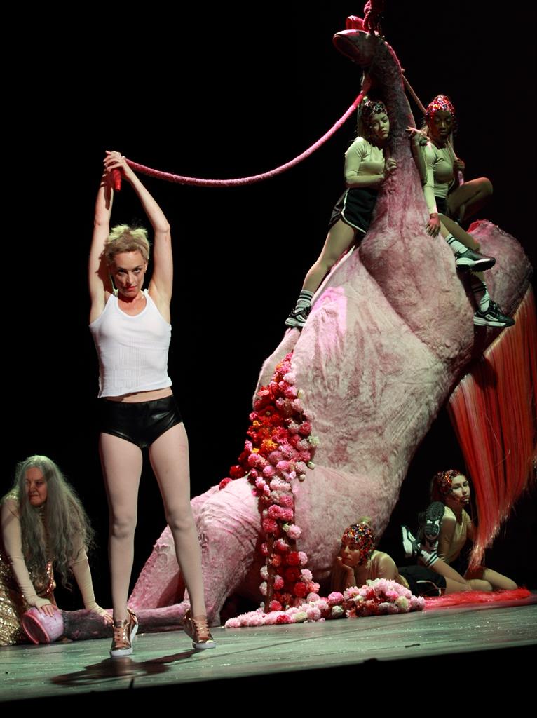 Thrills and spills: A pink horse is disembowelled