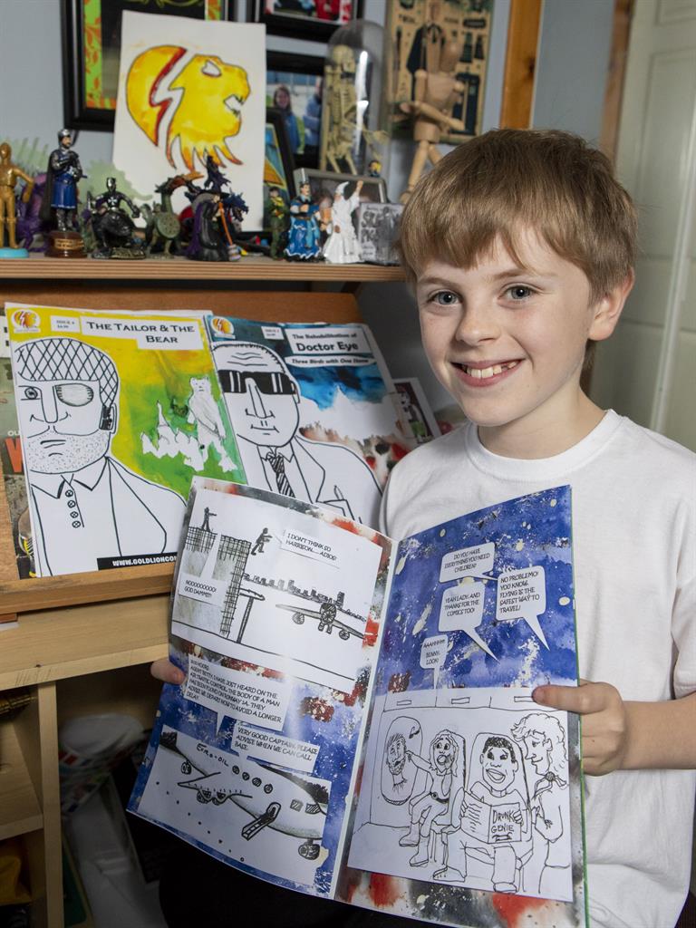 Talented: Drew shows off some of his work