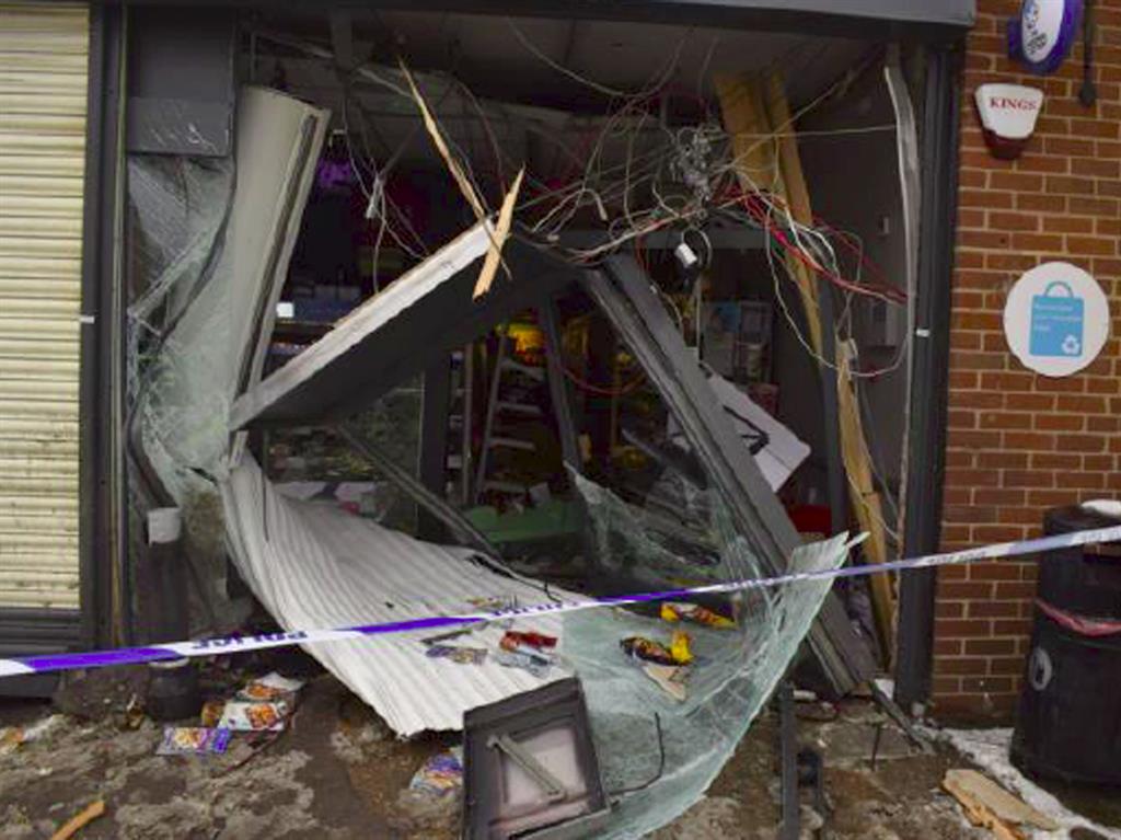 Smash and grab: A Co-op store in Gamlingay, Cambridgeshire, which was ram-raided on March 3
