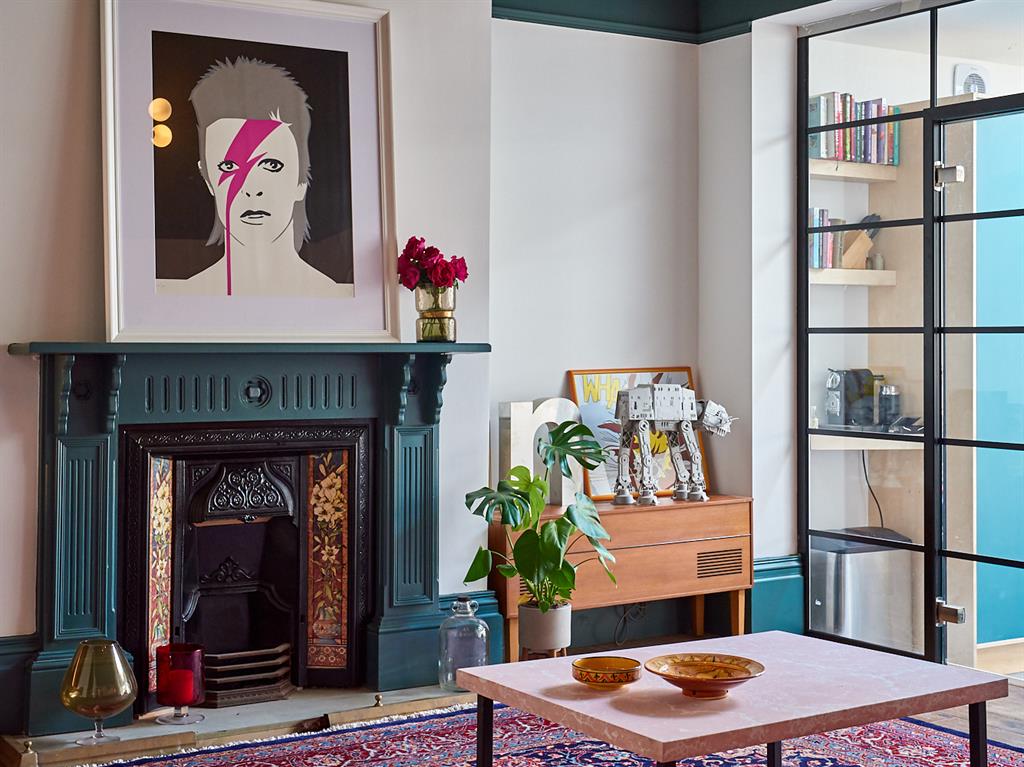 In the frame: The pair added fake Crittall glazing in the lounge
