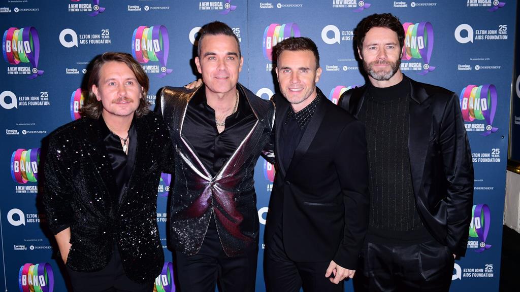 Not back for good: Robbie with, from left, Mark, Gary and Howard
